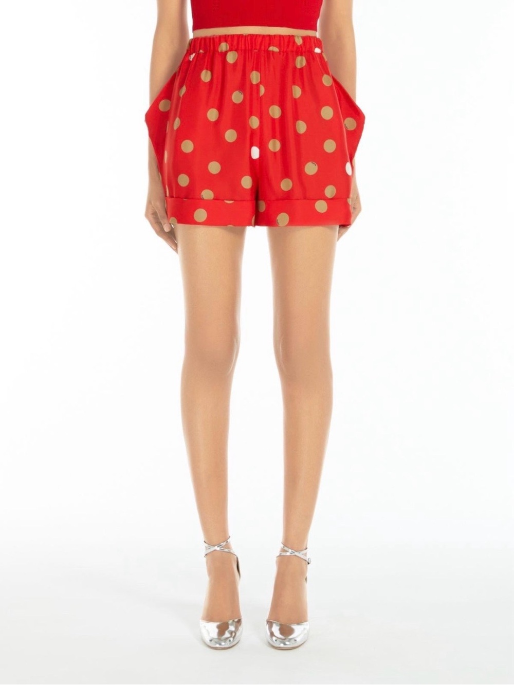 Max Mara "Alcool" Red Printed Silk Shorts size US 2